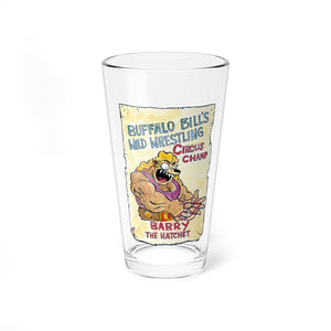 Barry the Hatchet Wrestling Poster from American Chop Suey Pint Glass, 16oz