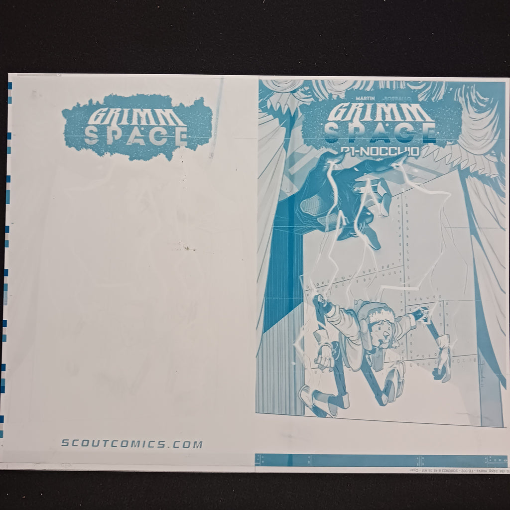 Grimm Space P1-Nocchio #1 -  Webstore Exclusive Framed Cover - Cyan - Printer Plate - PRESSWORKS - Comic Art