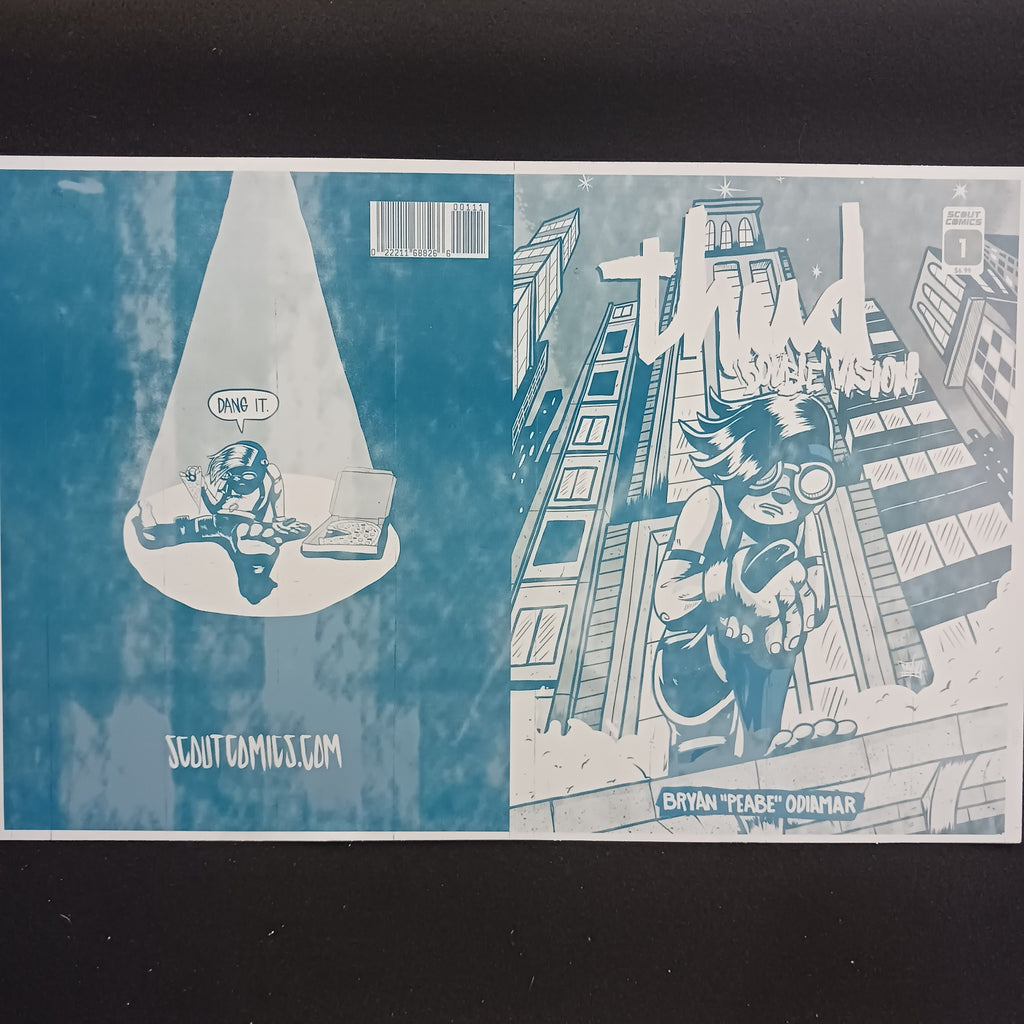 Thud Double Vision Magazine - Framed Cover - Cyan - Printer Plate - PRESSWORKS - Comic Art