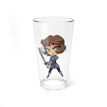 Road Trip to Hell Joan of Arc (art by Zoe Stanley; logo by Jacob Bascle) Pint Glass, 16oz
