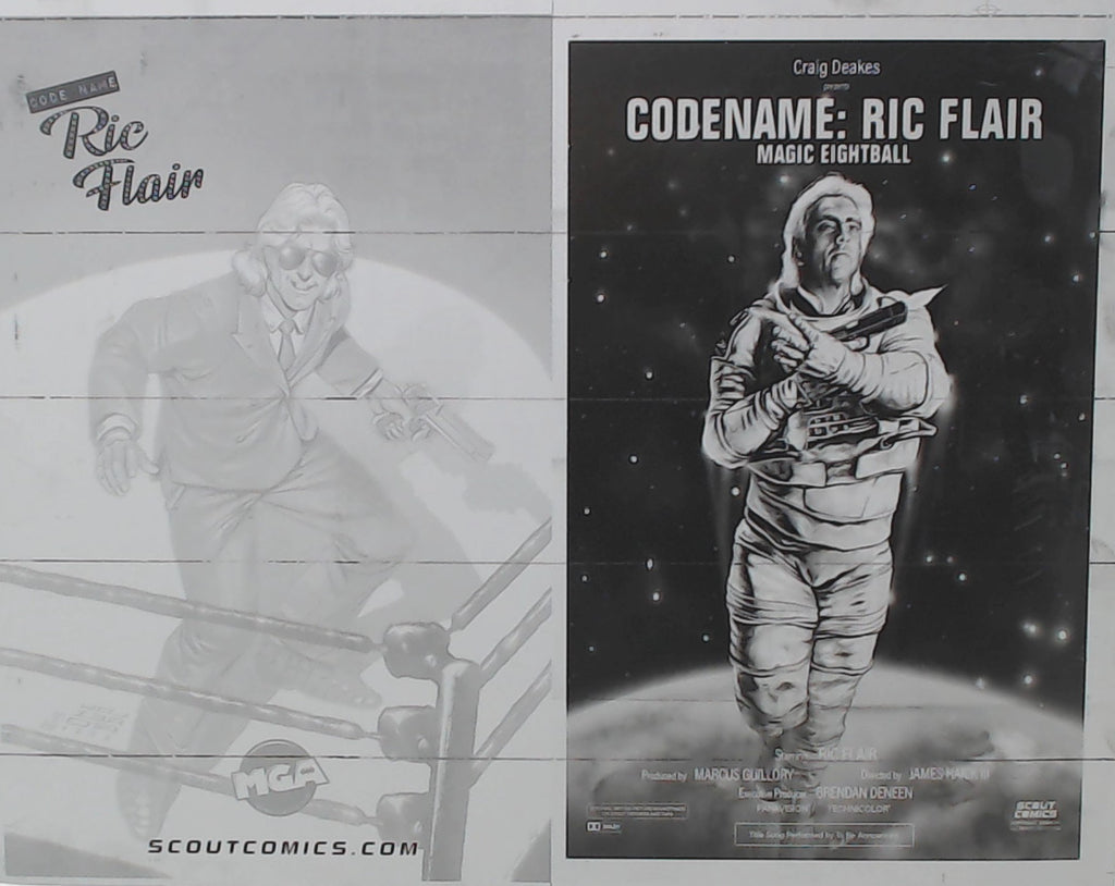 Codename Ric Flair: Magic Eightball #1 - Moonraker Homage - Cover - Black - Comic Printer Plate - PRESSWORKS