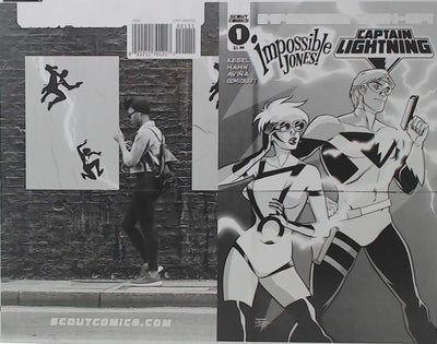 Impossible Team up: Impossible Jones and Captain Lightning -  Cover - Black - Comic Printer Plate - PRESSWORKS