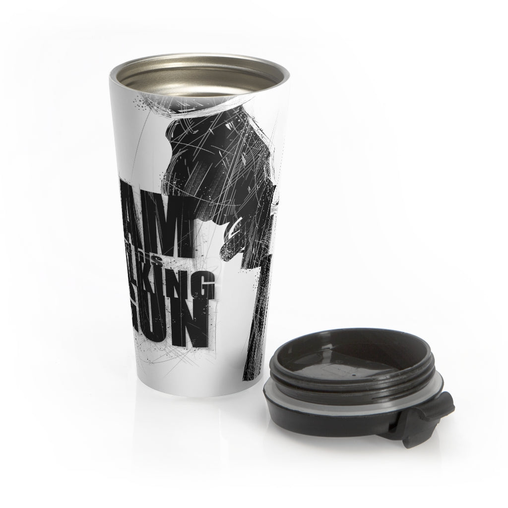 Sam And His Talking Gun (Gun Logo Design) - Stainless Steel Travel Mug