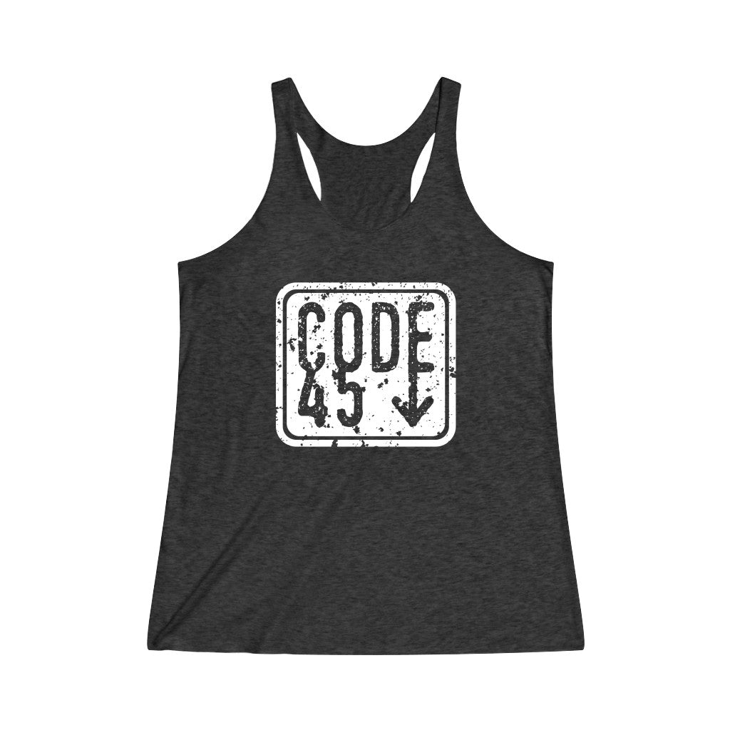 Code 45 (Logo Design) - Women's Tri-Blend Racerback Tank