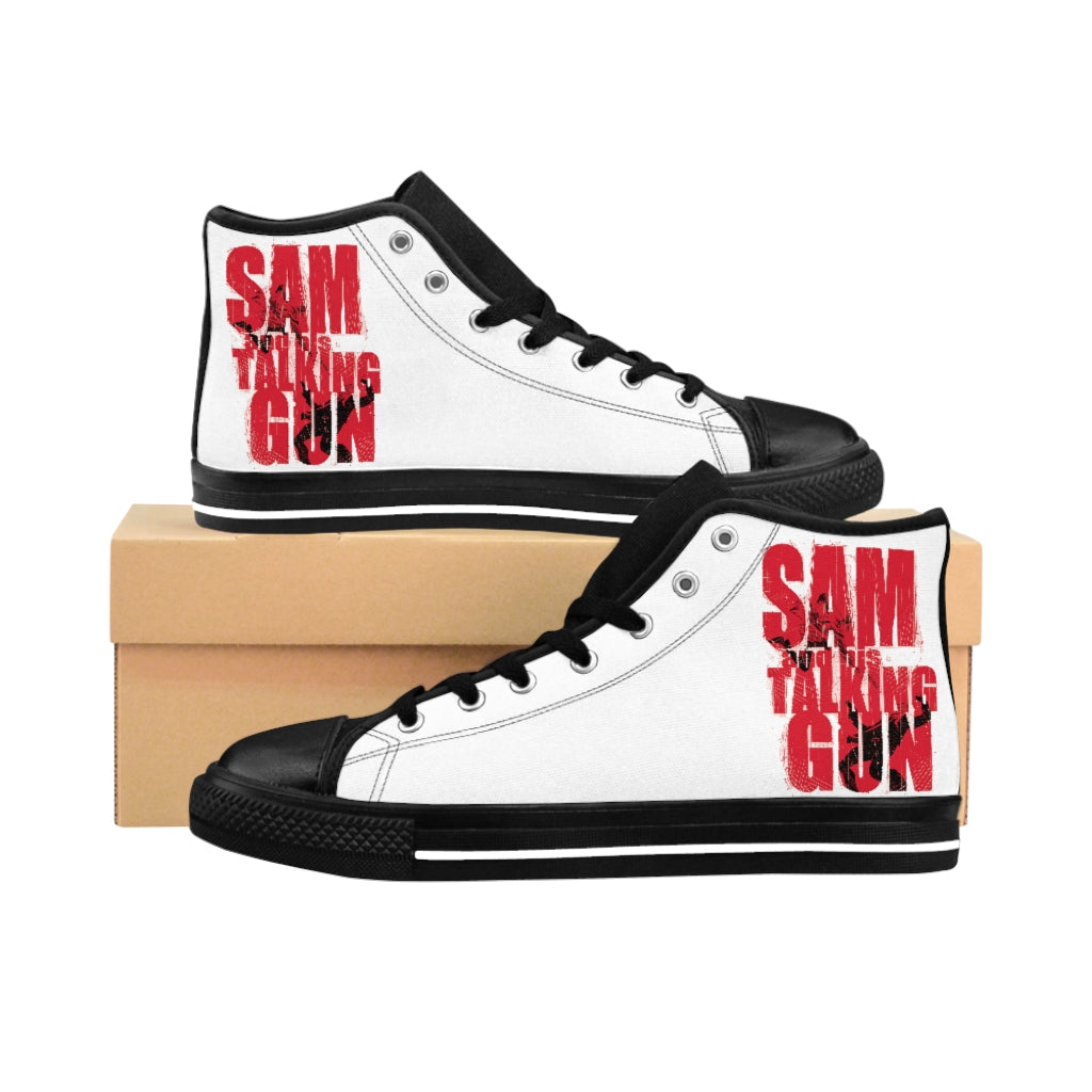 Sam and His talking Gun - White Logo Design - Men's High-top Sneakers