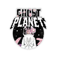 Ghost Planet - White Logo - Kiss-Cut Stickers