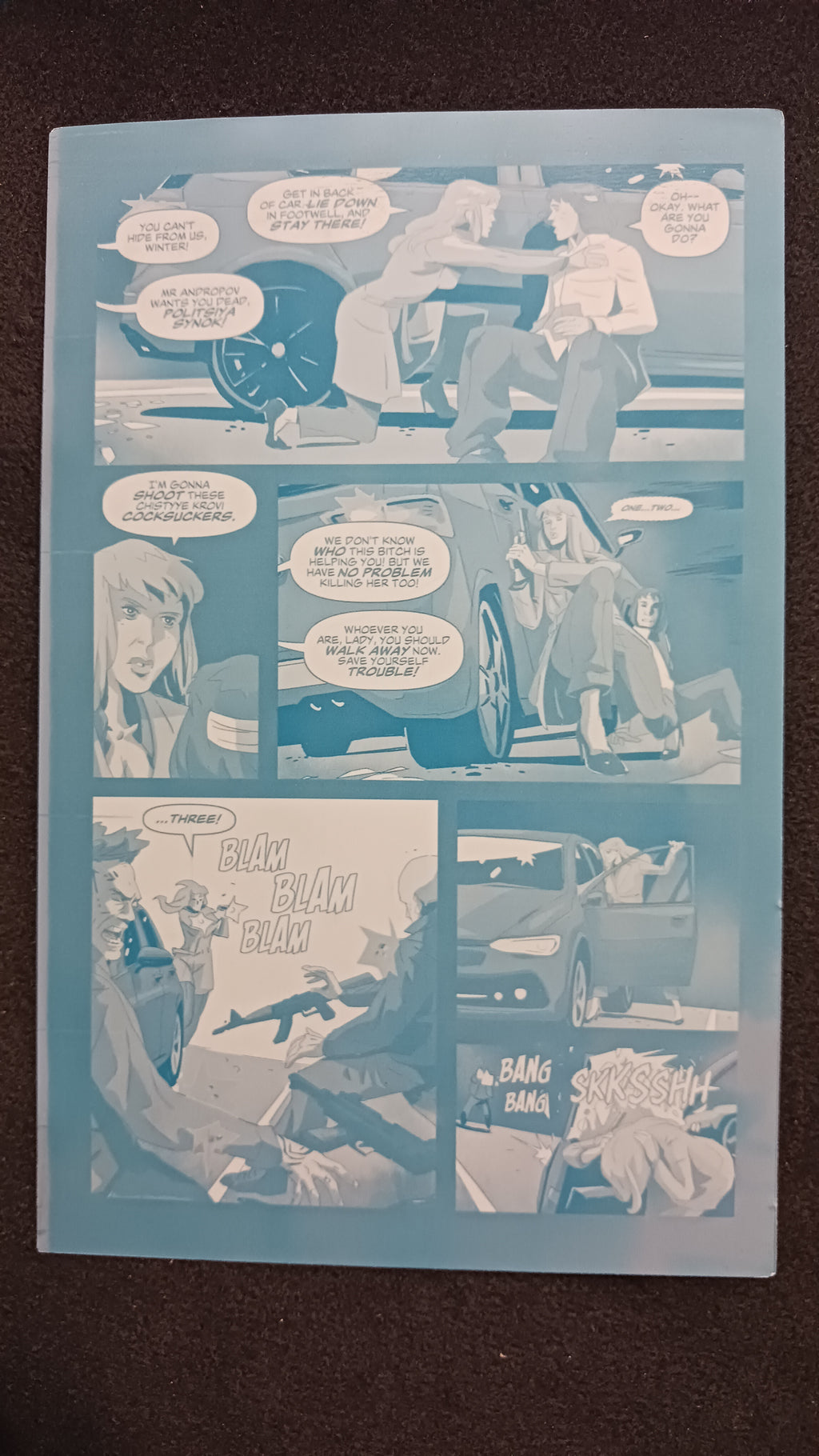 Red Winter Fallout #2 - Page 8 - Cyan - Comic Printer Plate - PRESSWORKS