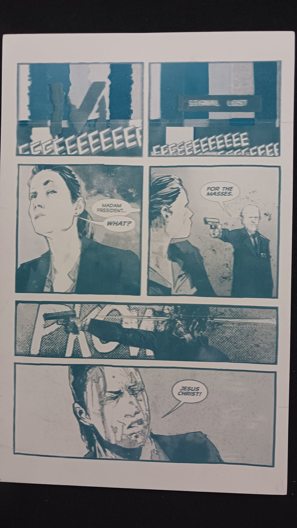 The Recount #1 - Comics On Coffee Variant - Page 21 - Cyan - Comic Printer Plate - PRESSWORKS
