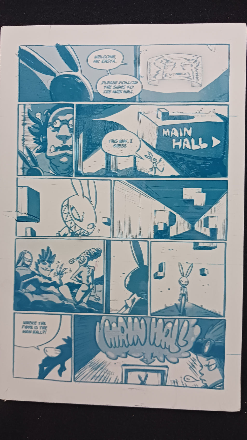 Mr. Easta #1 - 2nd Print - Page 16  - Cyan - Comic Printer Plate - PRESSWORKS