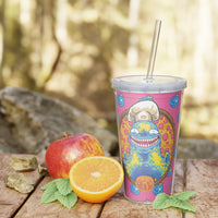 Kingjira - Pizza Monster - Plastic Tumbler with Straw