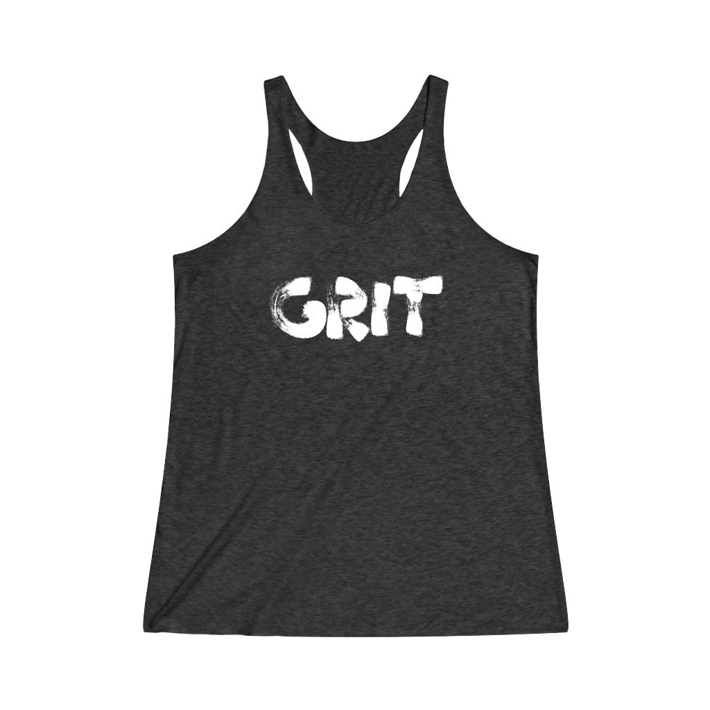 GRIT (White Logo Design) - Women's Tri-Blend Racerback Tank