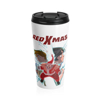 Red XMAS (Alternative Design) - White Stainless Steel Travel Mug