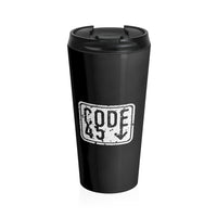 Code 45 (White Logo Design) - Black Stainless Steel Travel Mug