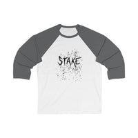 Stake - Blood Splatter Design -  Unisex 3\4 Sleeve Baseball Tee