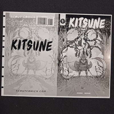 Kitsune #1 - Framed Cover - Black - Printer Plate - PRESSWORKS - Comic Art