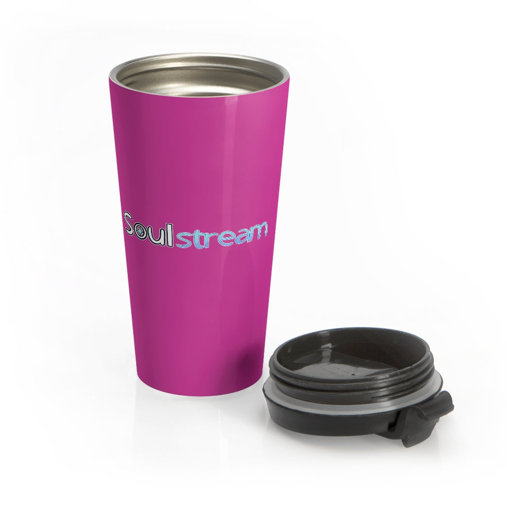 Soulstream (Logo Design) - Pink Stainless Steel Travel Mug