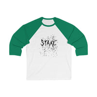 Stake - Blood Splatter Design -  Unisex 3\4 Sleeve Baseball Tee