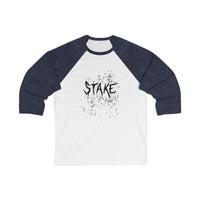 Stake - Blood Splatter Design -  Unisex 3\4 Sleeve Baseball Tee