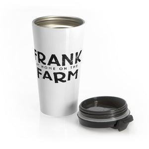 Frank At Home On The Farm (Logo Design) - White Stainless Steel Travel Mug