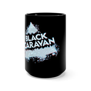 Black Caravan - White Logo - Black Mug 15oz
