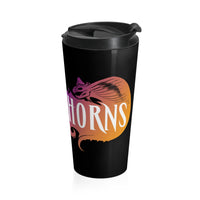 By The Horns (Logo Design) - Black Stainless Steel Travel Mug