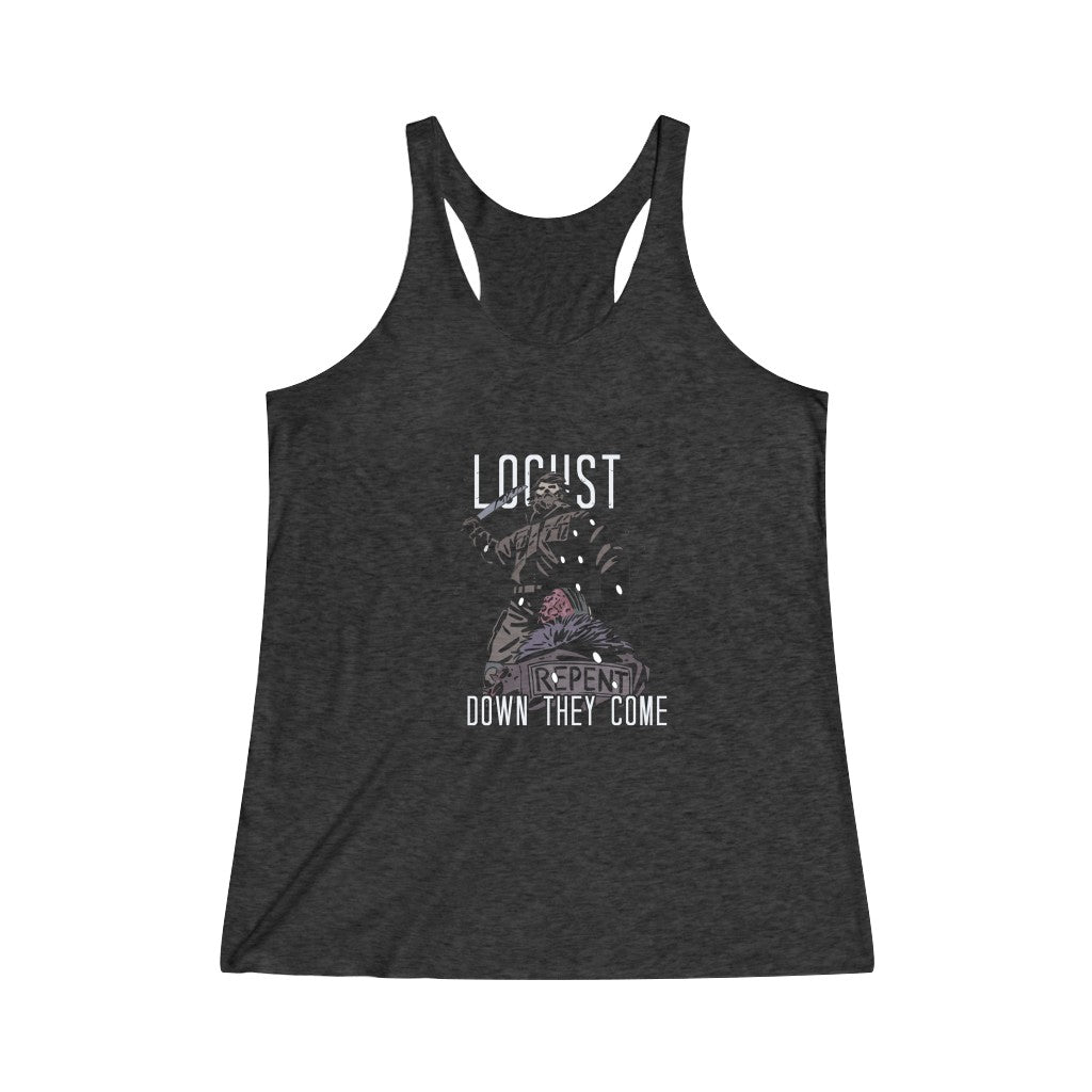 Locust (Down They Come Design) - Women's Tri-Blend Racerback Tank