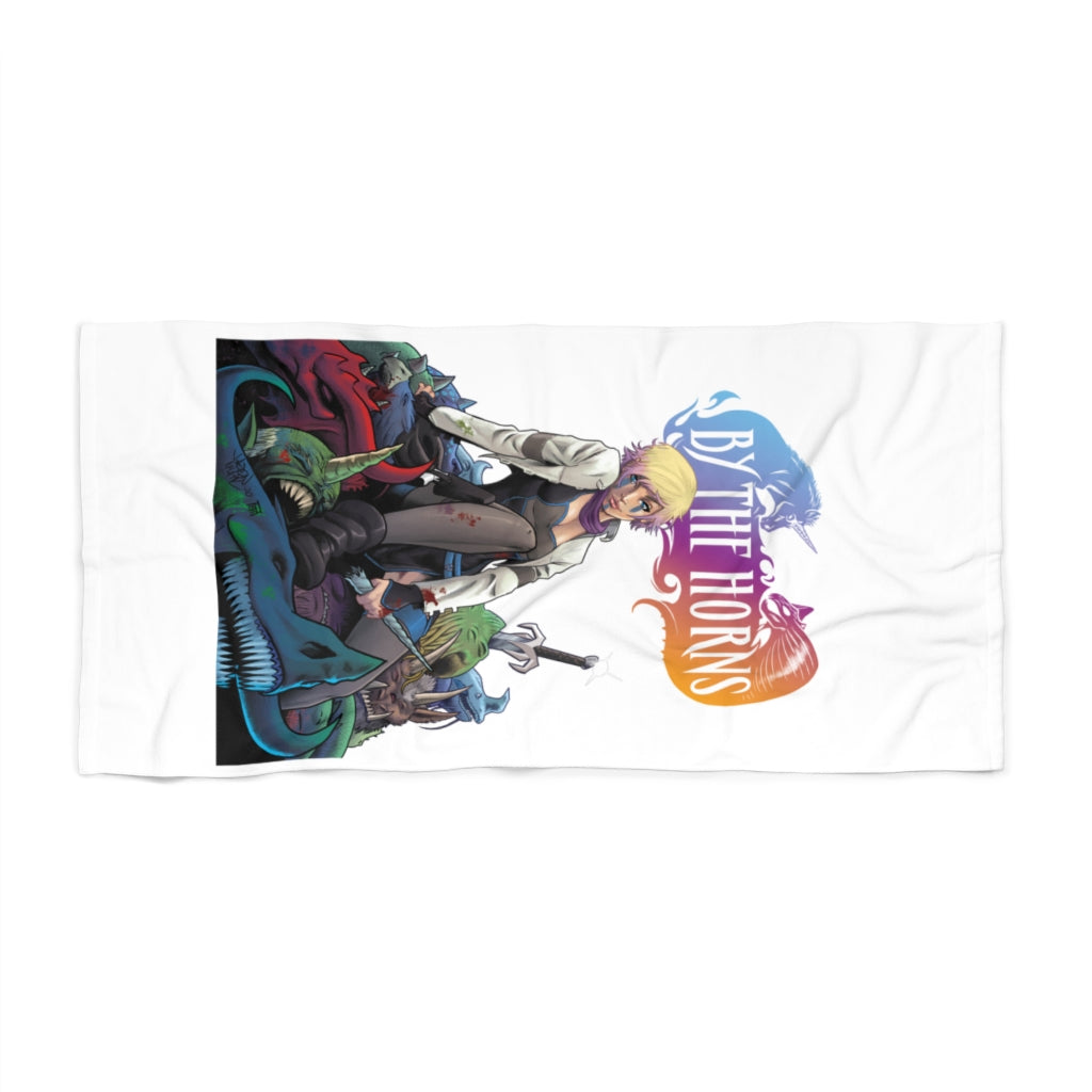 By The Horns (Issue One Design) - Black Beach Towel