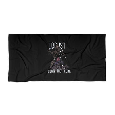 Locust (Down They Come Design) - Black Beach Towel