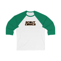 Scout Comics - Black Logo - Unisex 3\4 Sleeve Baseball Tee