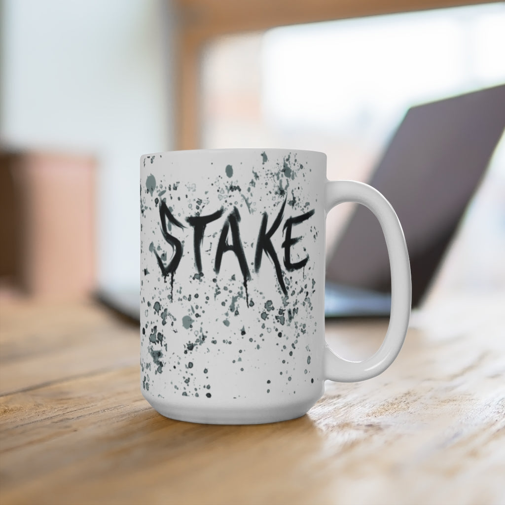 Stake (Splatter Design) - White Coffee Mug 15oz