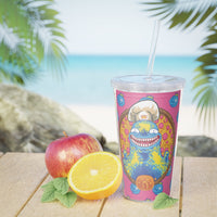 Kingjira - Pizza Monster - Plastic Tumbler with Straw
