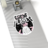 Ghost Planet - White Logo - Kiss-Cut Stickers