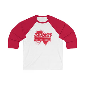 Long Live Pro Wrestling -  Logo Design - Unisex 3\4 Sleeve Baseball Tee